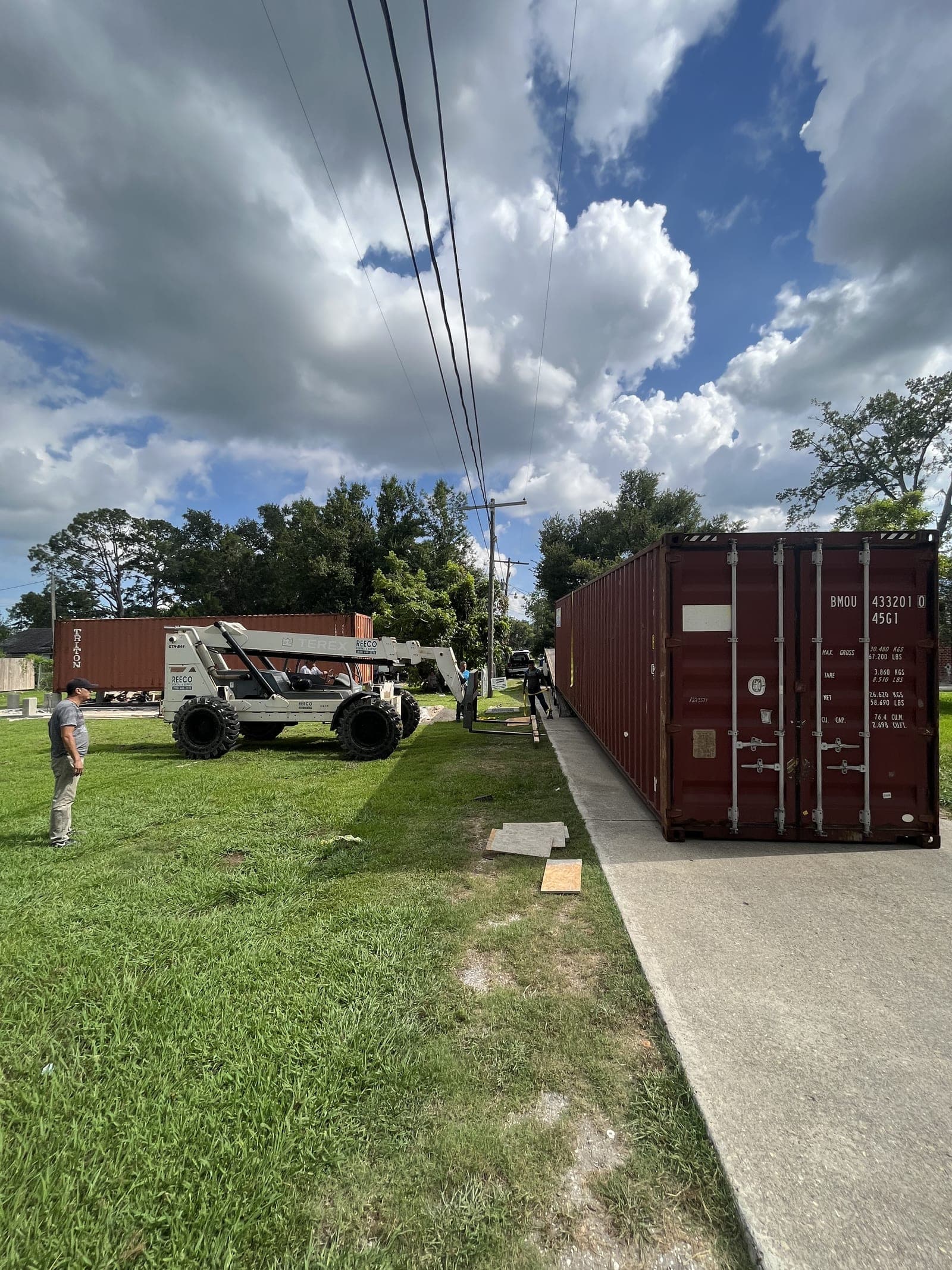 Recently delivered shipping container